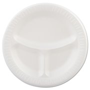 Dart Laminated Foam Plates, 9" dia, White, Round, 3 Compartments, PK500 9CPWQ